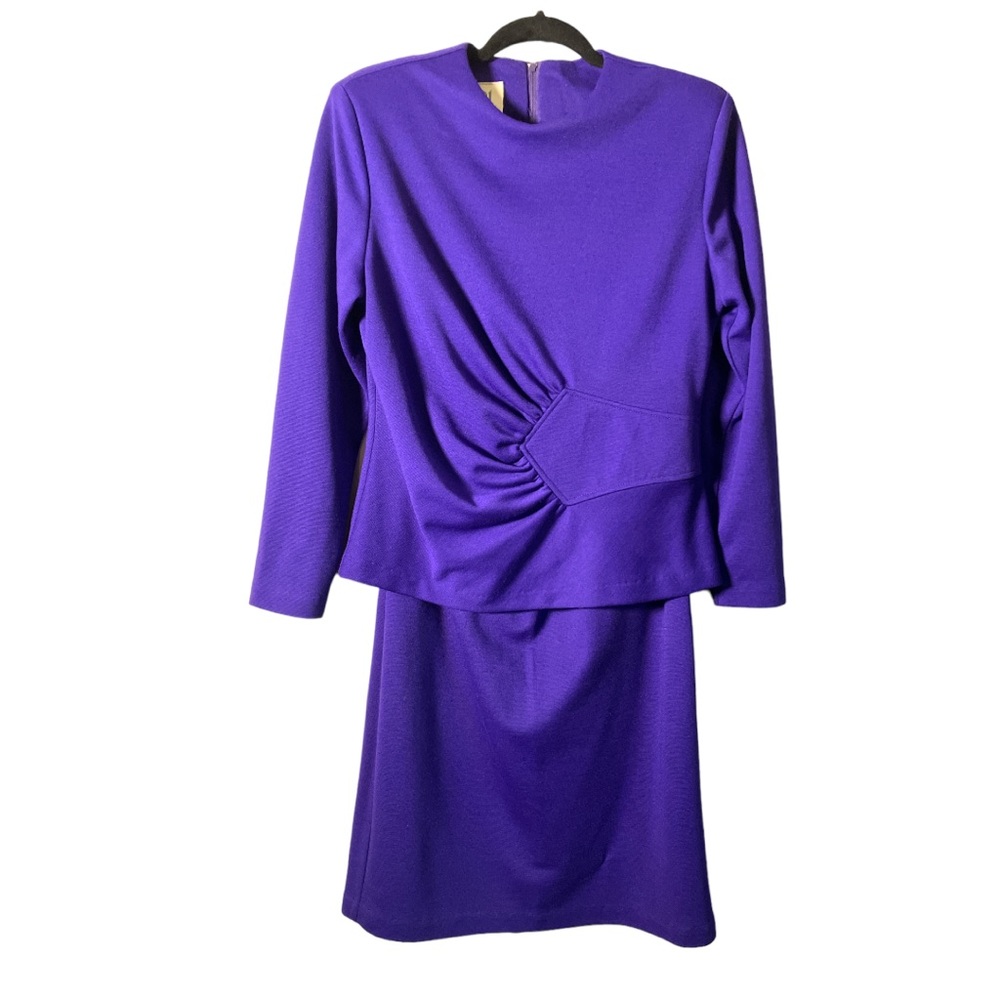 Vintage skirt set long sleeve top asymmetric retro purple women’s size 7/8